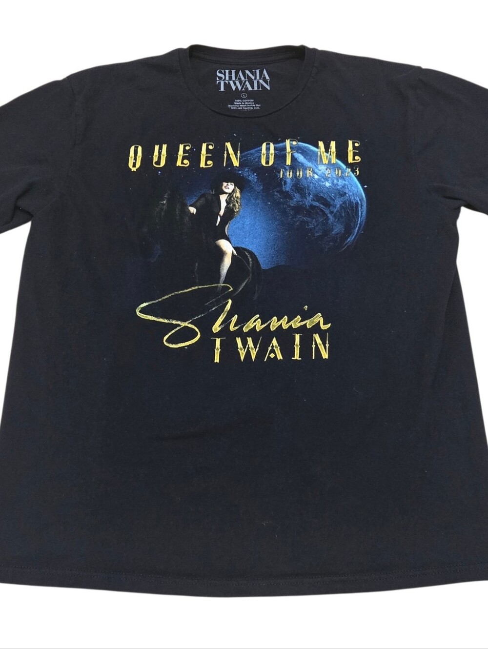 Shania Twain Queen of Me Tour 2023 T-Shirt Black Country Music, Size Large